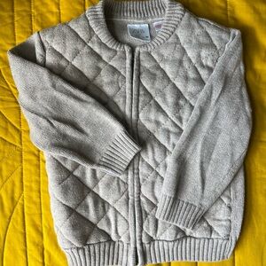 Zara Tan Quilted Sweater Medium-Weight Ribbed